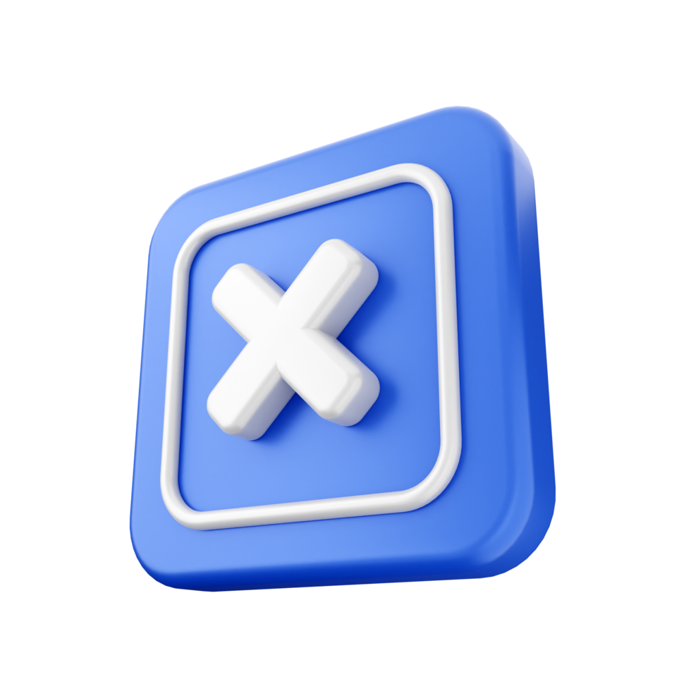 A blue and white square icon with an x png