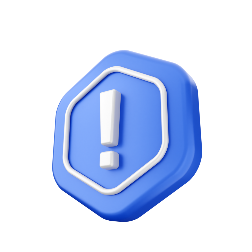 A blue hexagon with an exclamation sign on it png