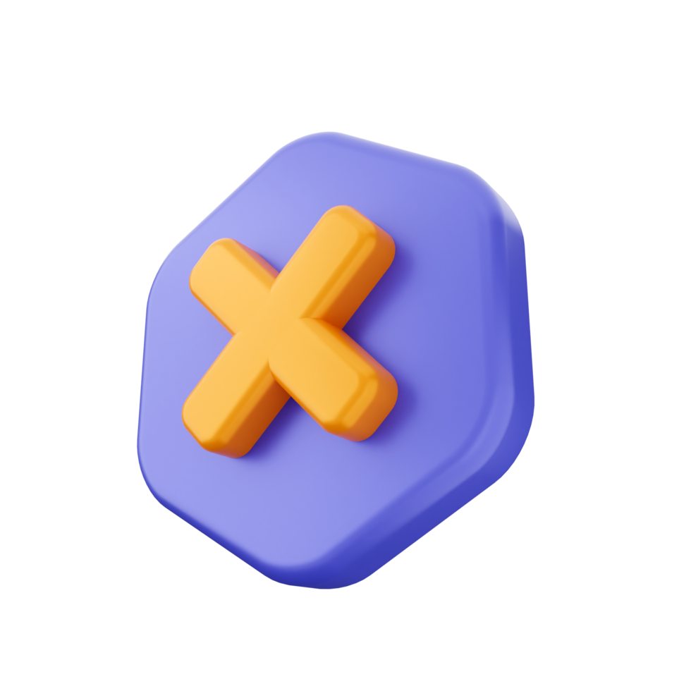 A blue and orange hexagon with an x on it png