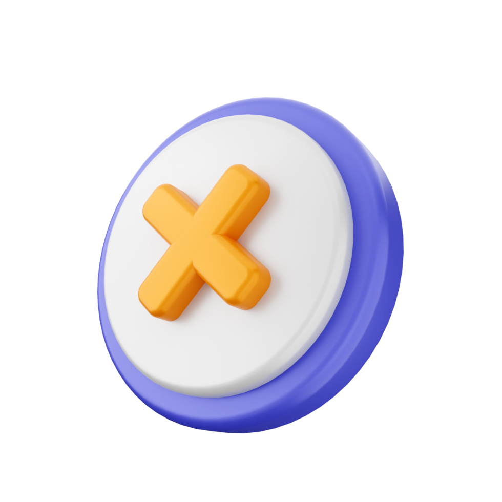 A blue and orange button with an x sign png