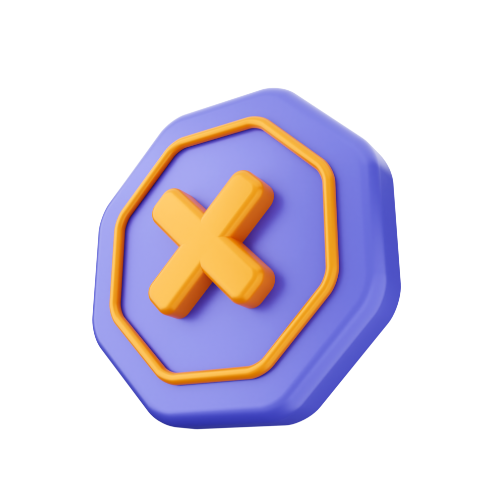 A purple and orange octagon with an x on it png