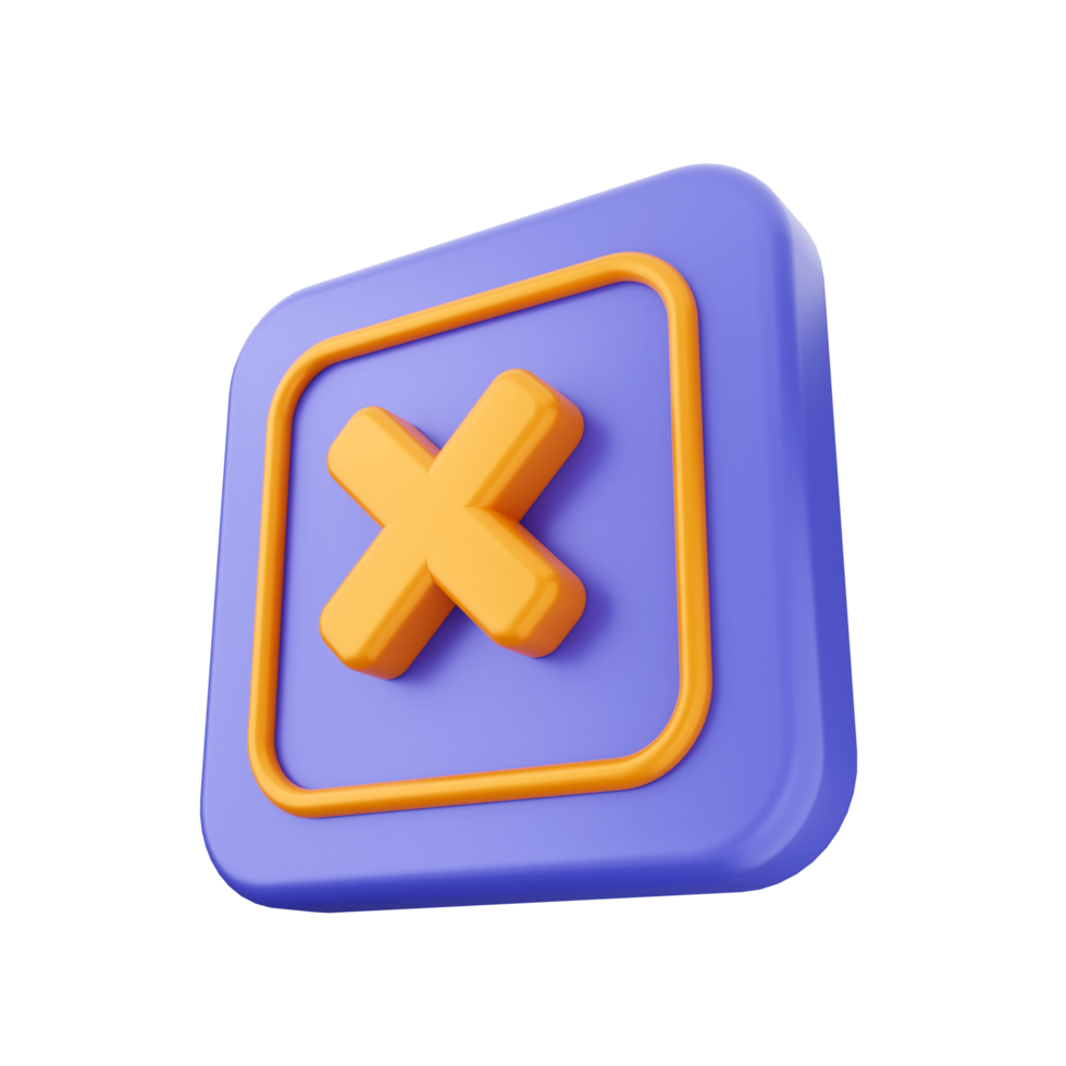 A purple and orange icon with an x on it png
