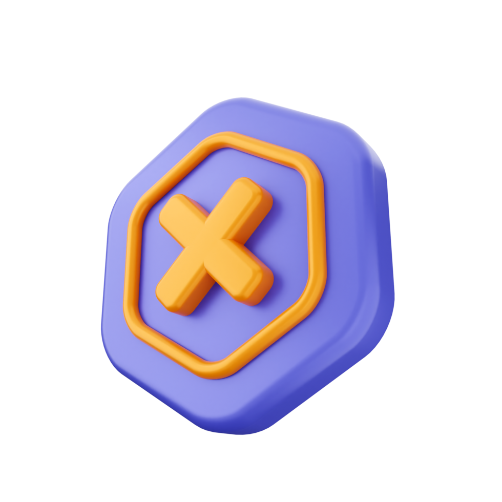 A purple and orange hexagon with an x on it png