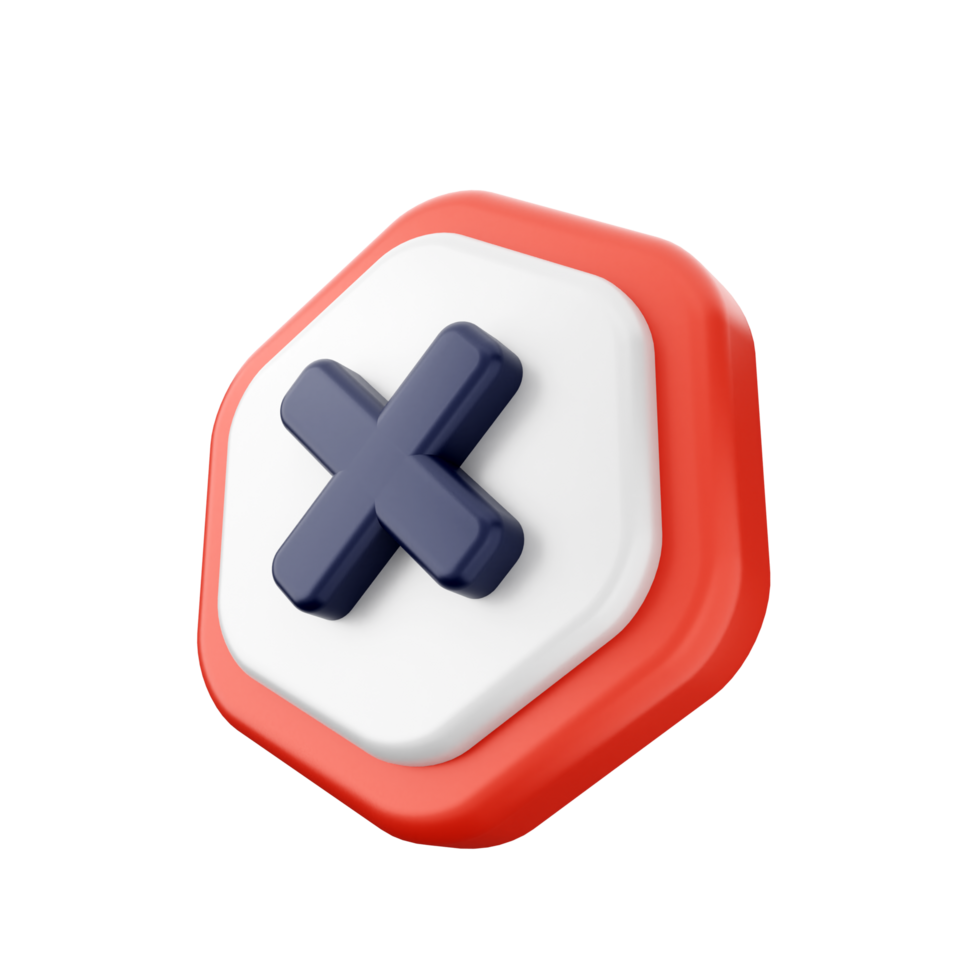 A red and white hexagon with an x and a cross png