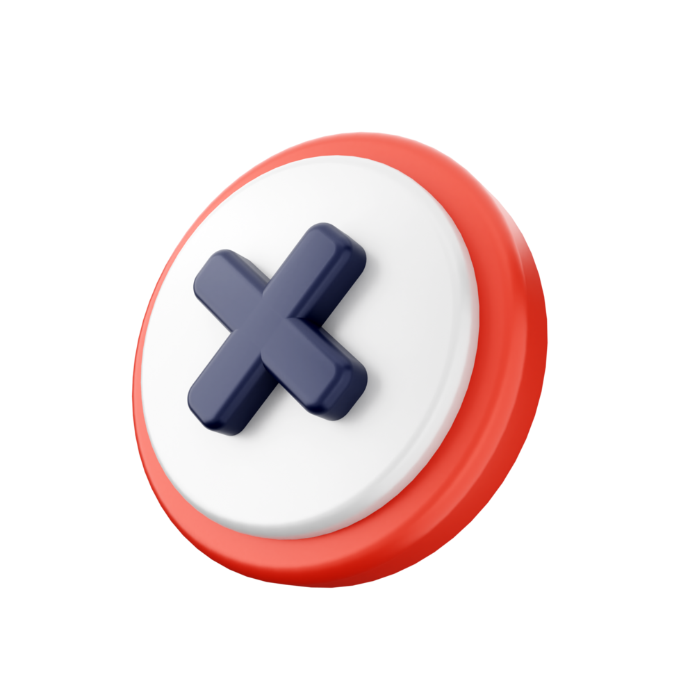 A red and white button with an x sign on it png