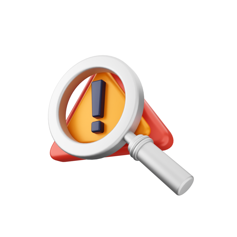 A magnifying glass and a red and yellow exclamation mark png