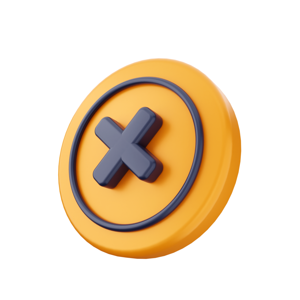 A yellow and blue button with an x on it png