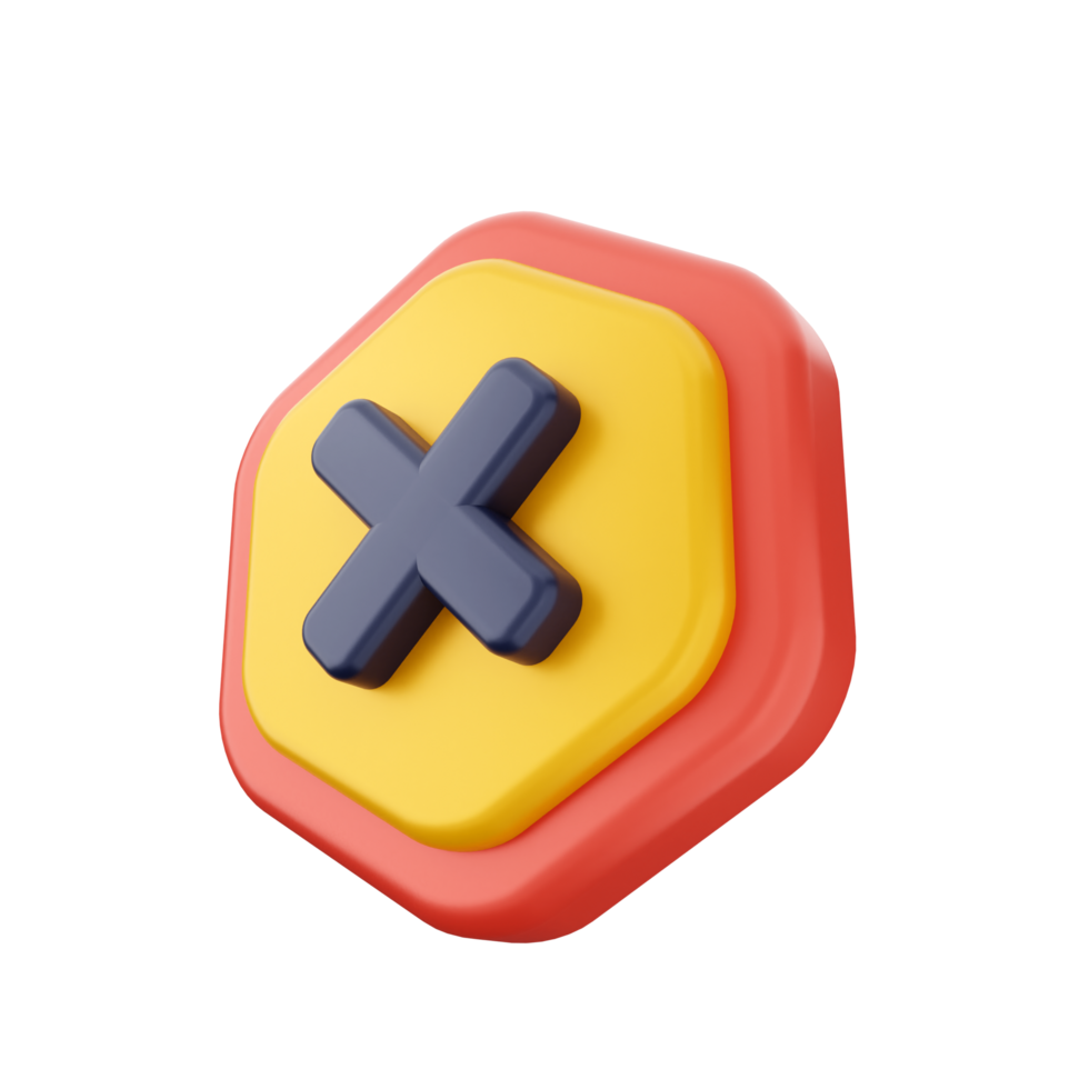 A red and yellow hexagon with an x and a blue cross png