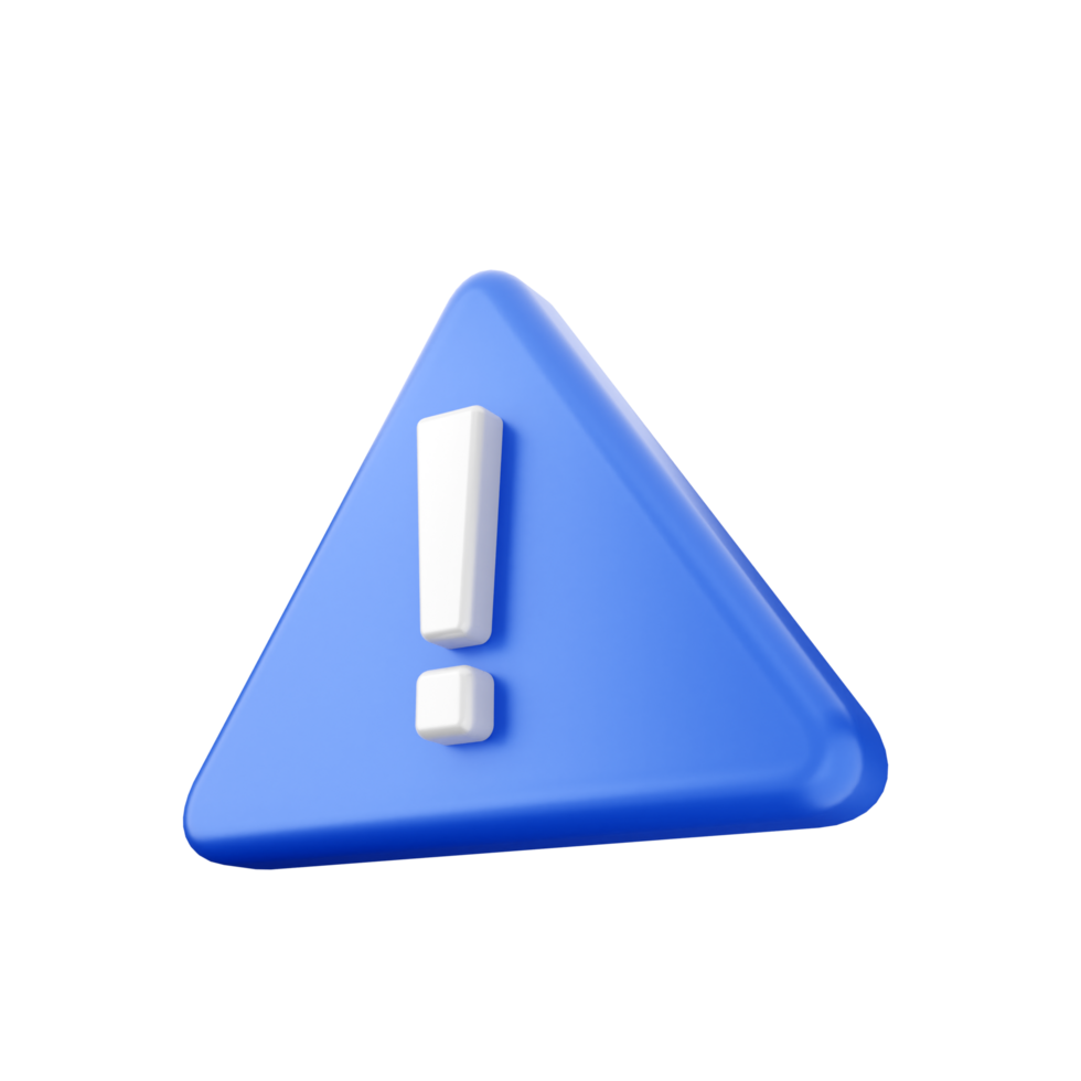 A blue triangle with an exclamation sign on it png