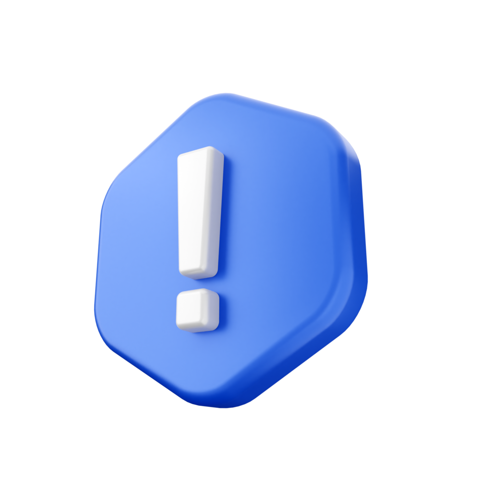 A blue hexagon with an exclamation mark on it png