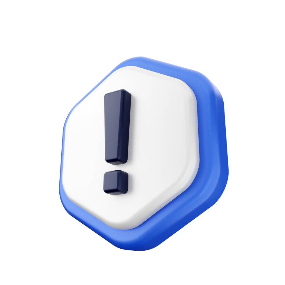 A blue and white exclamation point on a black background png