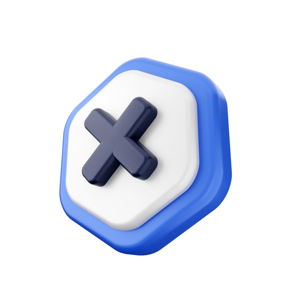 A blue and white hexagon with an x png