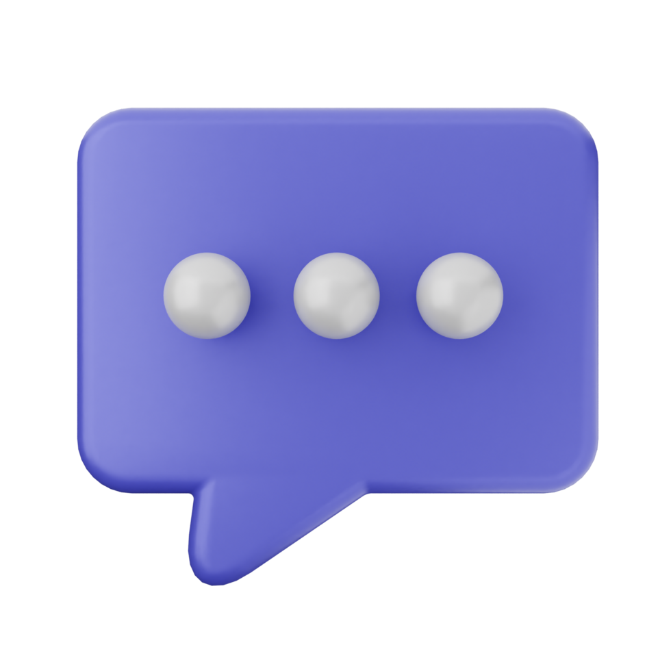 A blue speech bubble with three white balls inside png