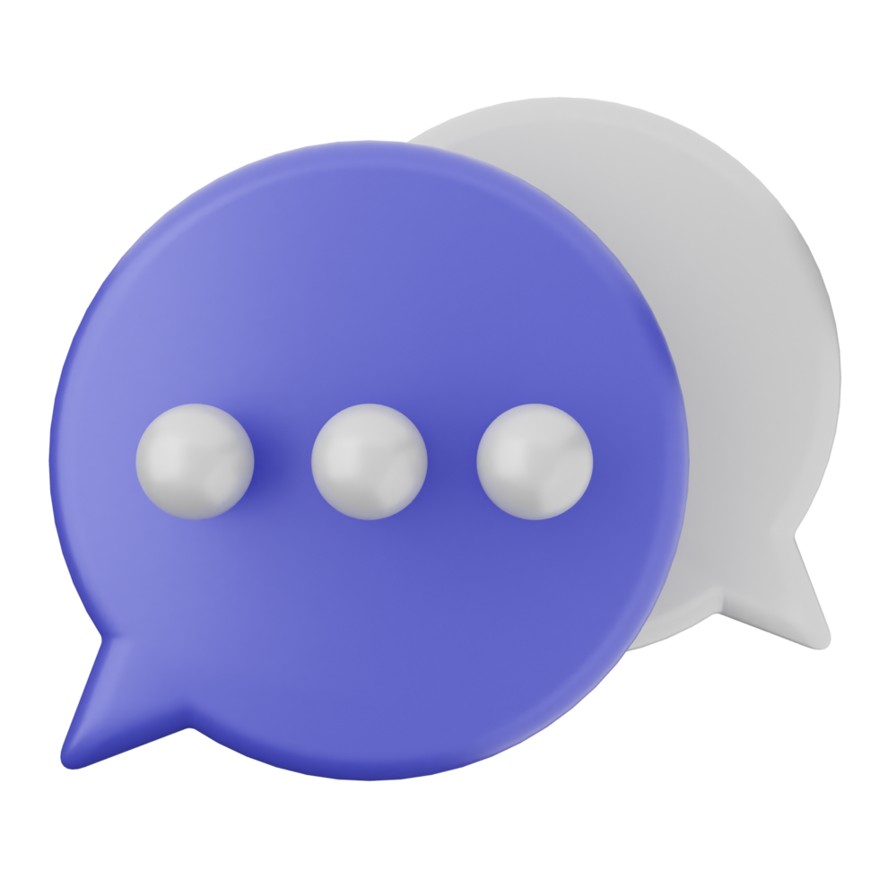 A blue and white speech bubble with three pearls png