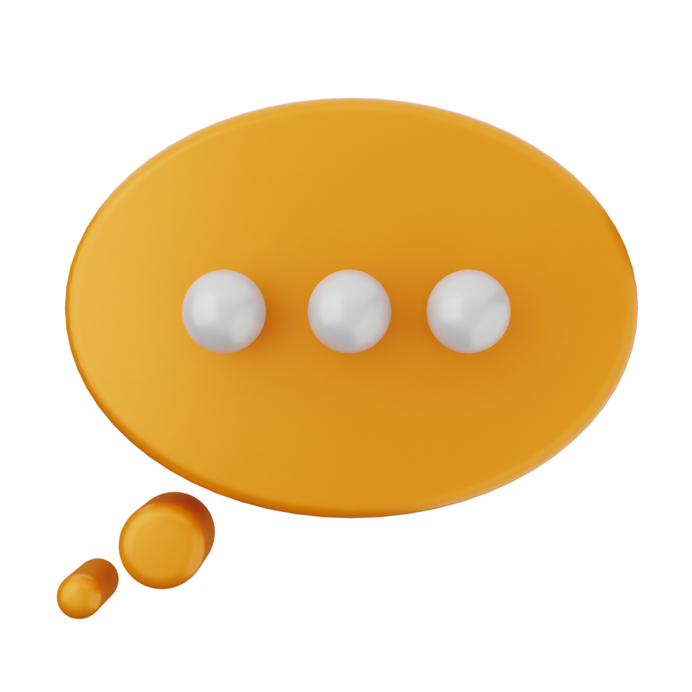 An orange speech bubble with three pearls png
