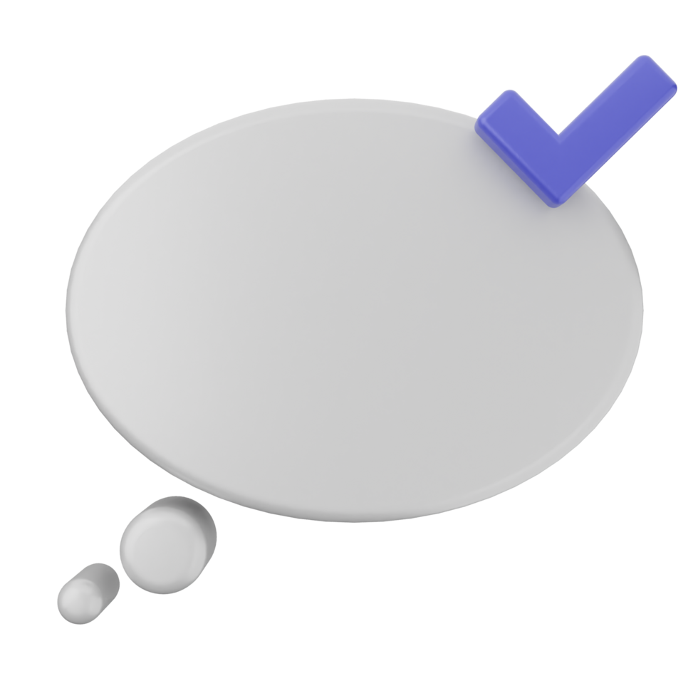 A speech bubble with a blue tick on it png