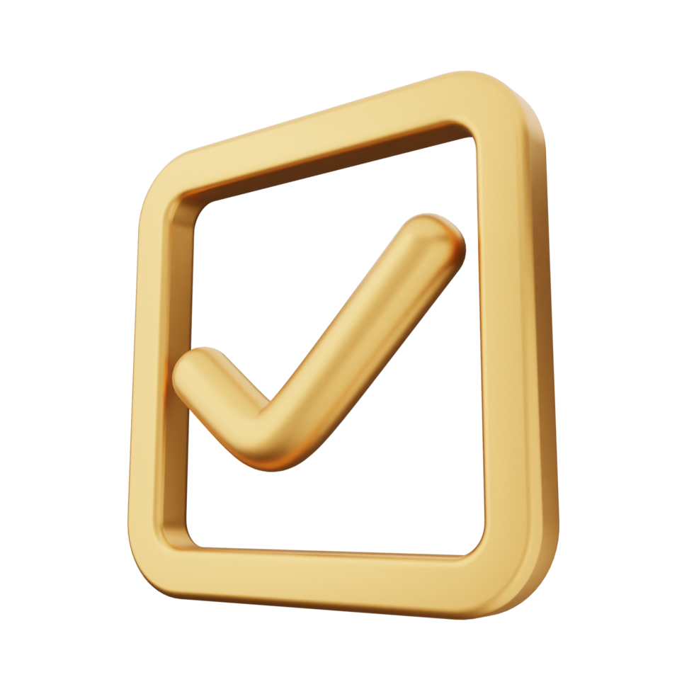 A golden check mark icon on a black background png