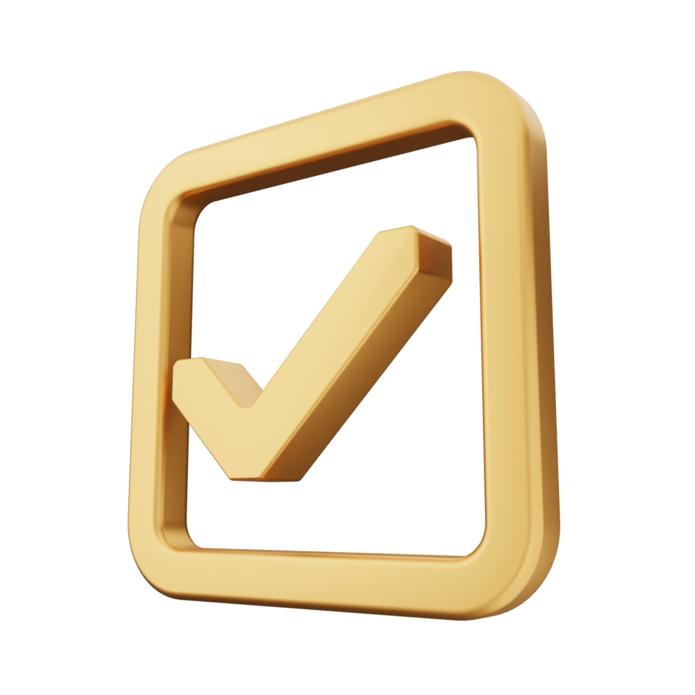 A golden check mark on a black background png