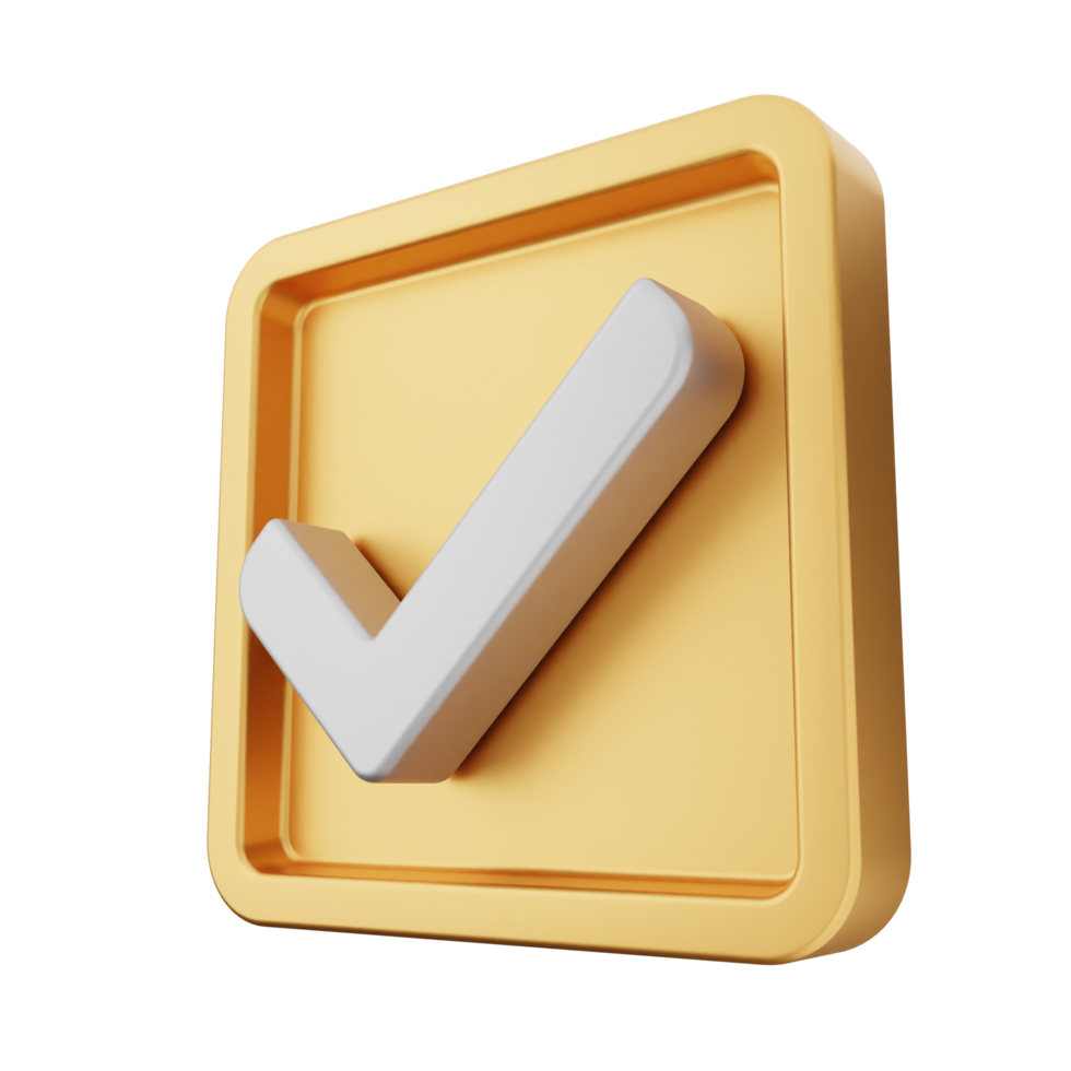 A check mark on a gold square icon png
