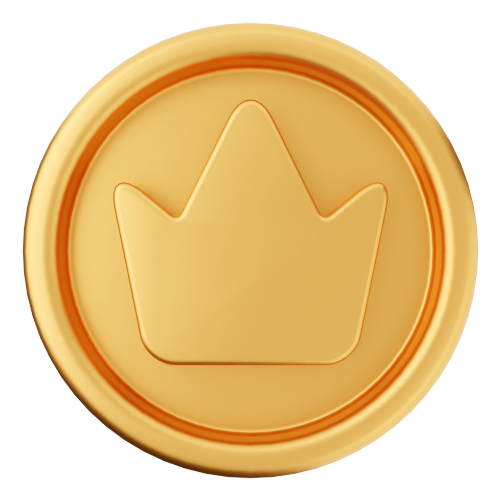 Golden coin icon with crown on it png