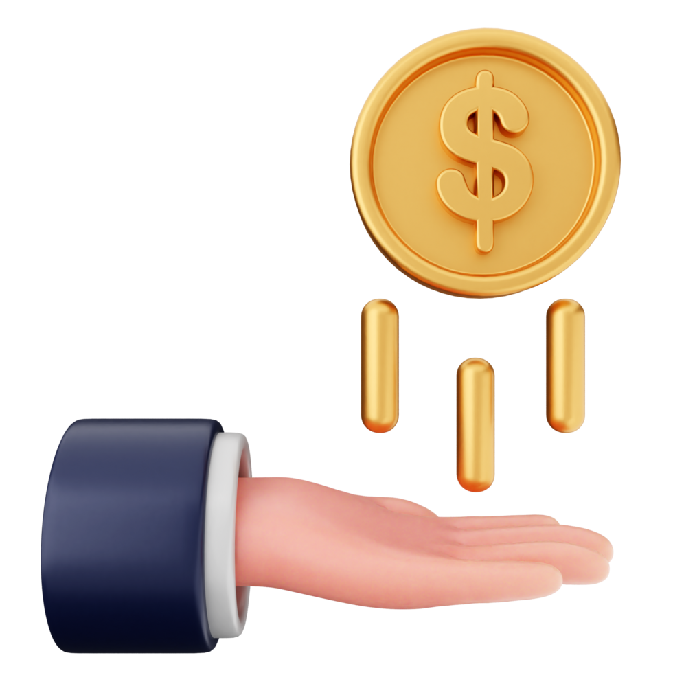 Money icon with hand and coin png