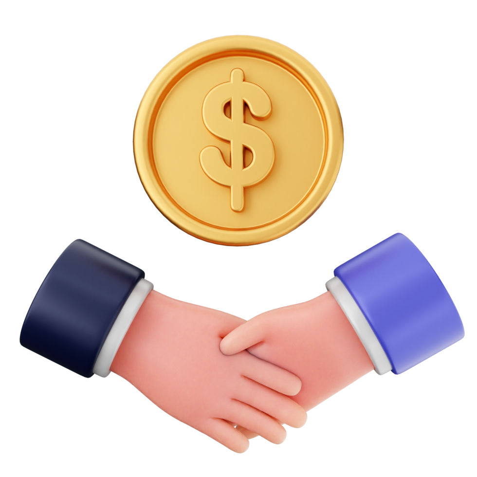 Handshake with dollar coin and business handshake concept png