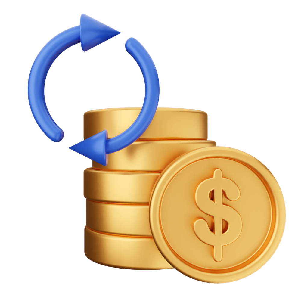 A stack of coins with a dollar sign and an arrow pointing to it png