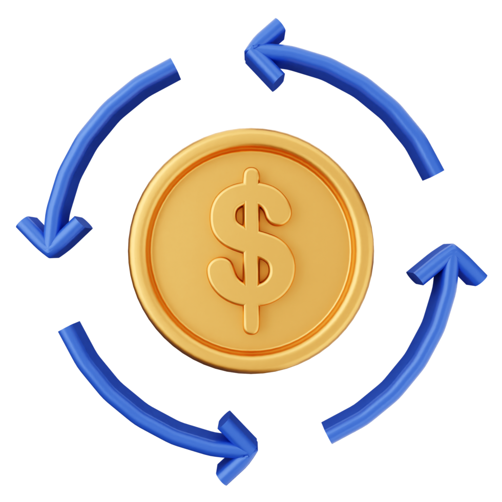 A dollar coin surrounded by arrows and arrows png