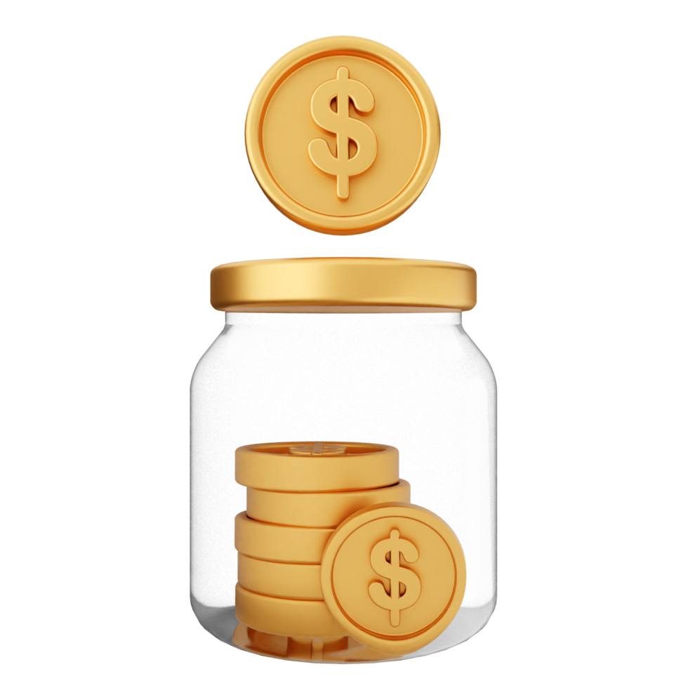 A jar with gold coins and a dollar sign png