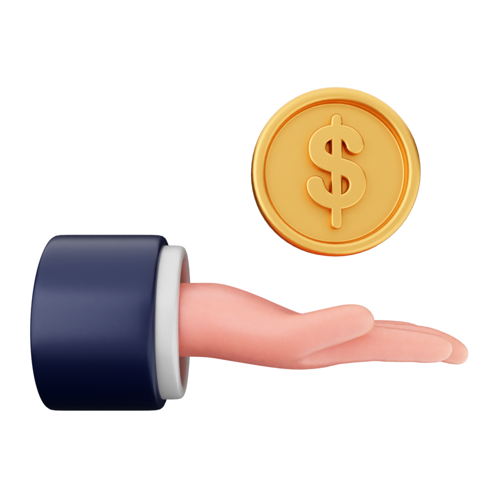 A hand holding a dollar coin and a hand with a gold coin png