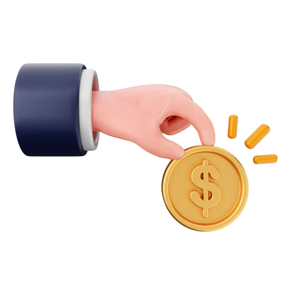 A hand holding a gold coin with a dollar sign png