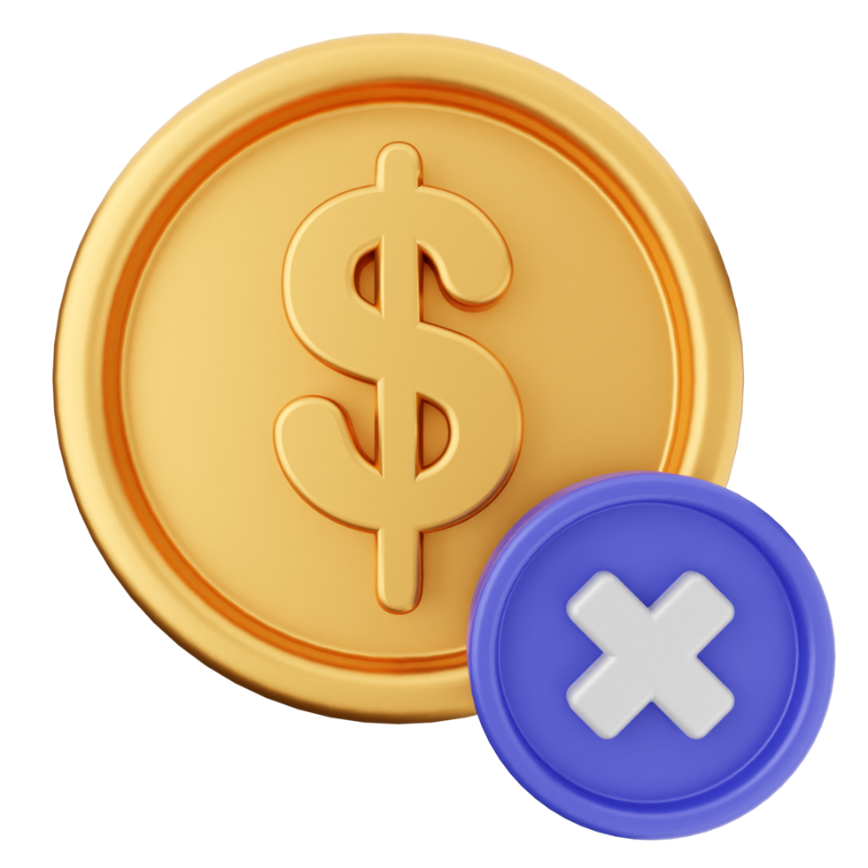 A dollar coin with an x and a dollar sign png