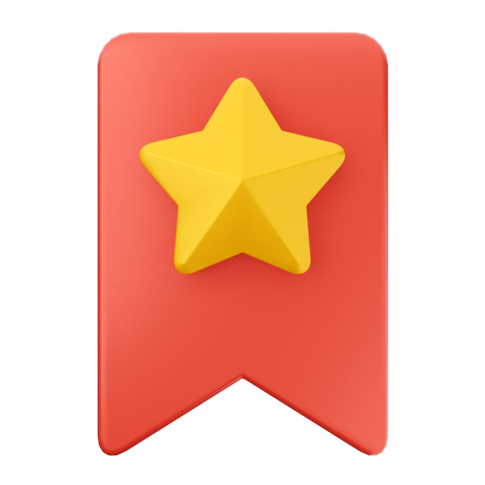 A star icon on a red bookmark png