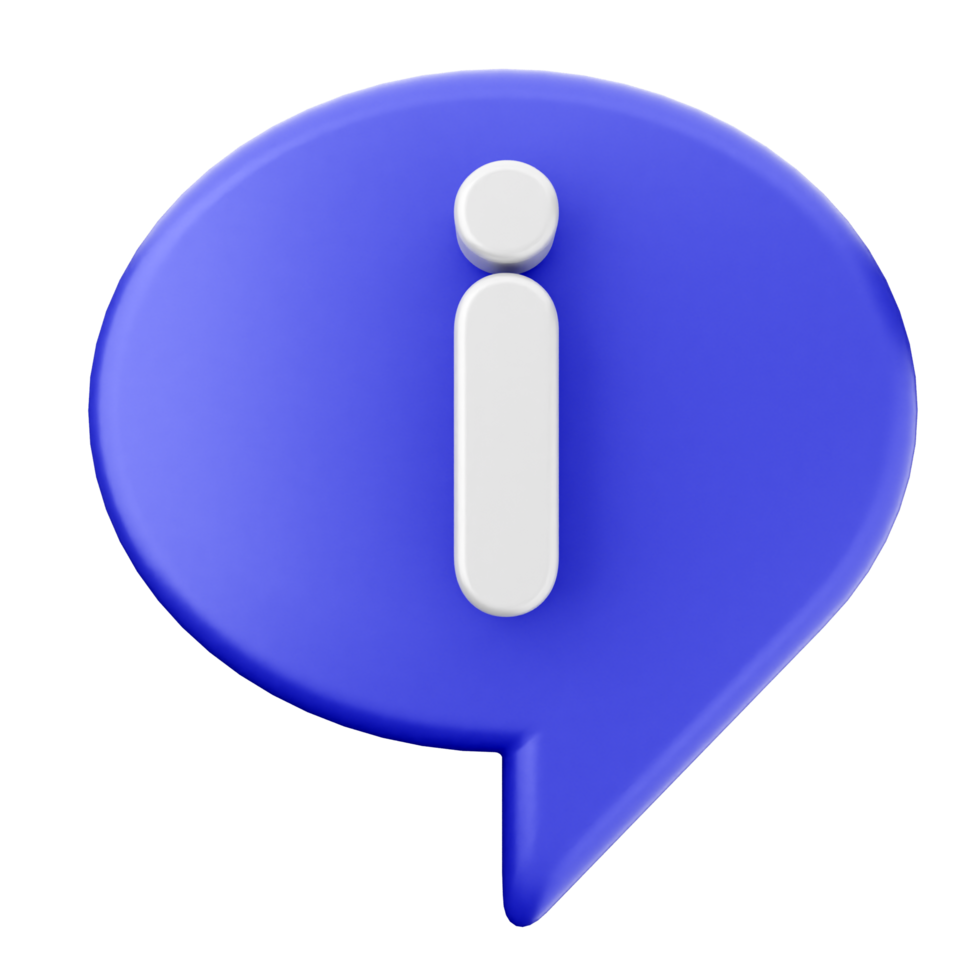 3d icon of a speech bubble with the word 'info' png