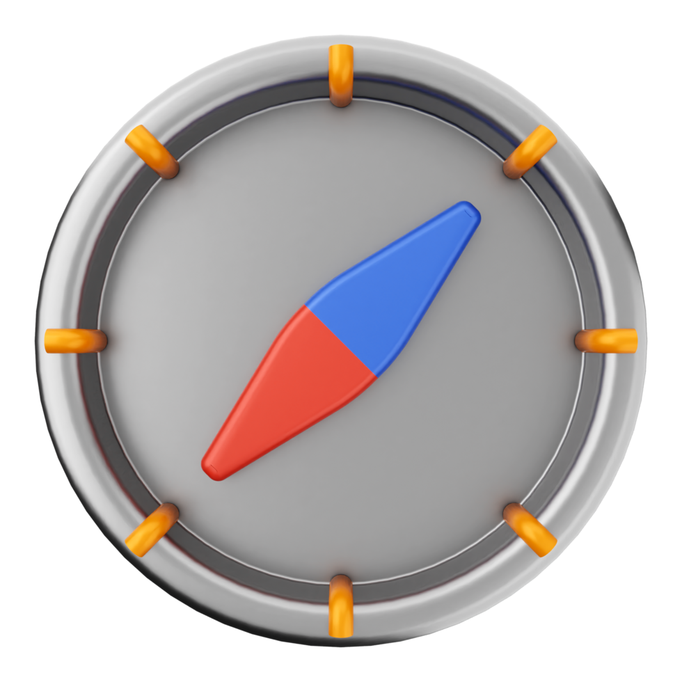 A compass with a red, blue and orange arrow png