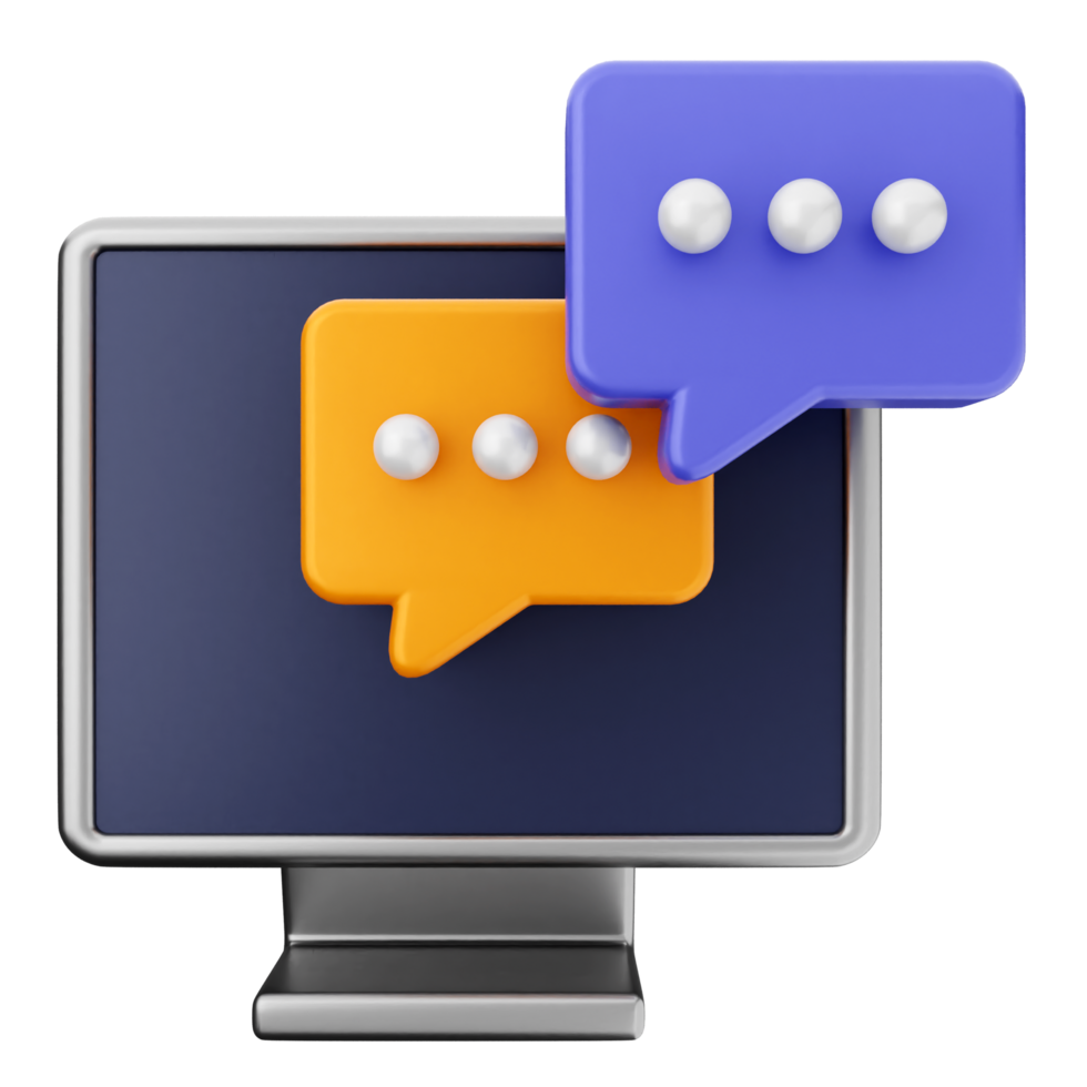 A computer monitor with two speech bubbles png