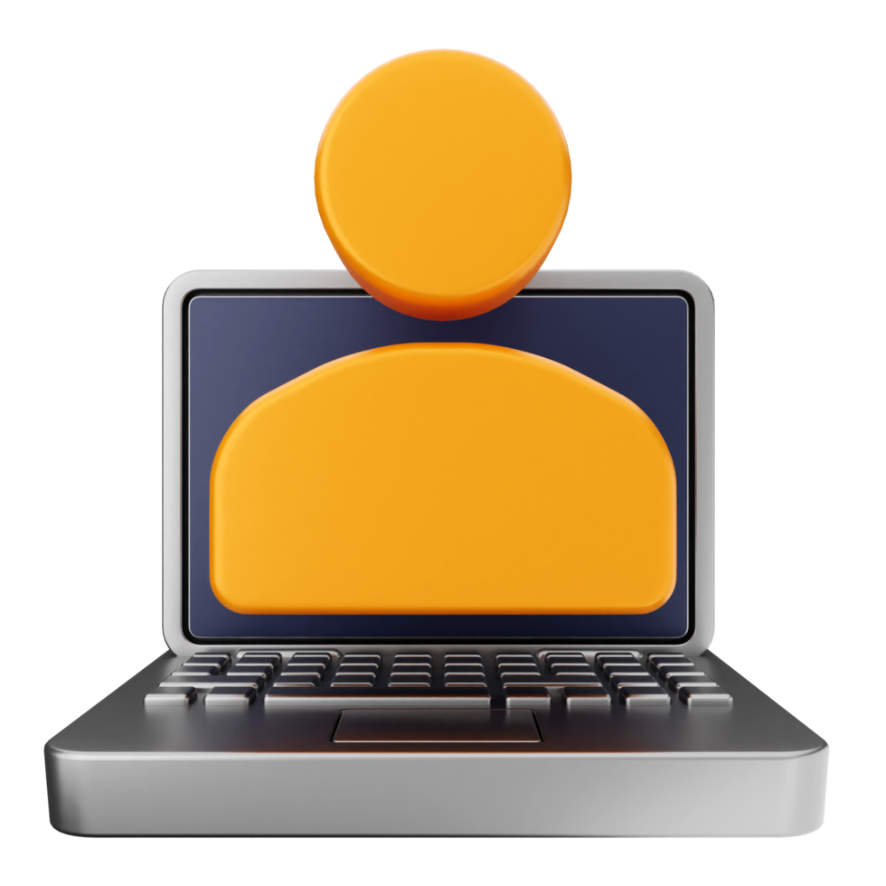 A laptop with an orange person icon on it png