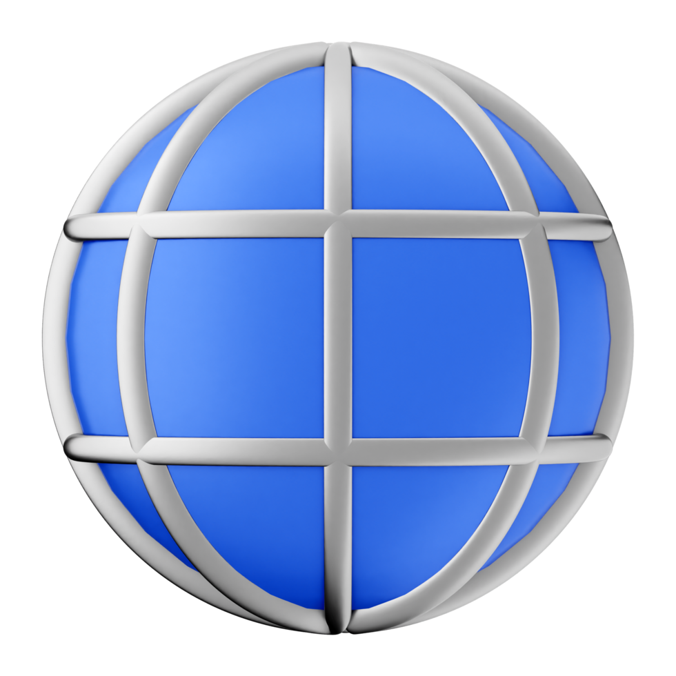 A blue and white globe with a grid pattern png