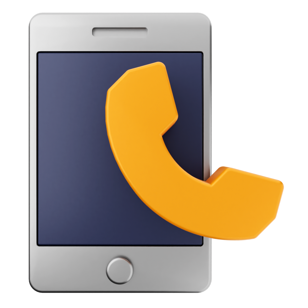 Mobile phone with yellow phone receiver icon png