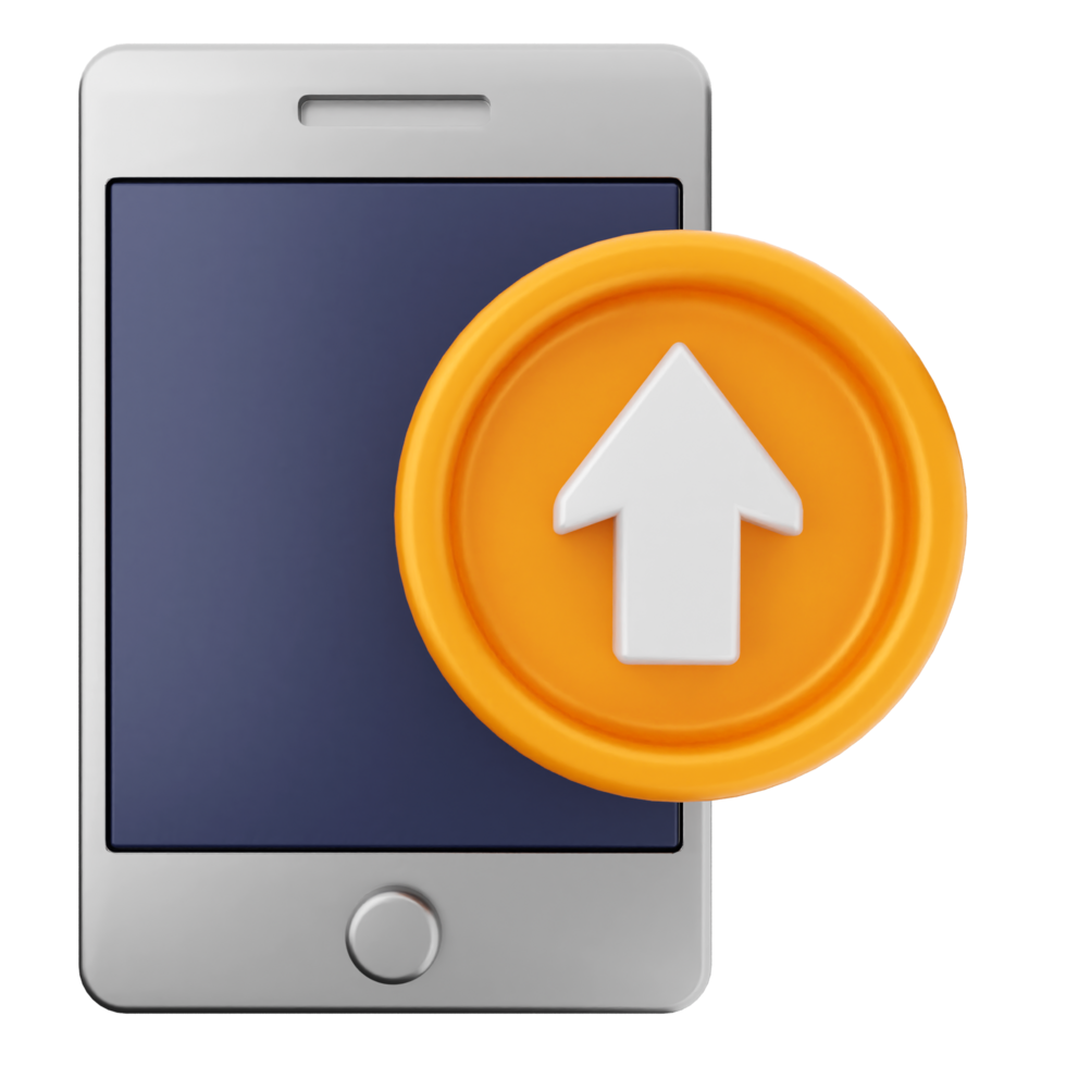 A phone with an arrow pointing up and a button png