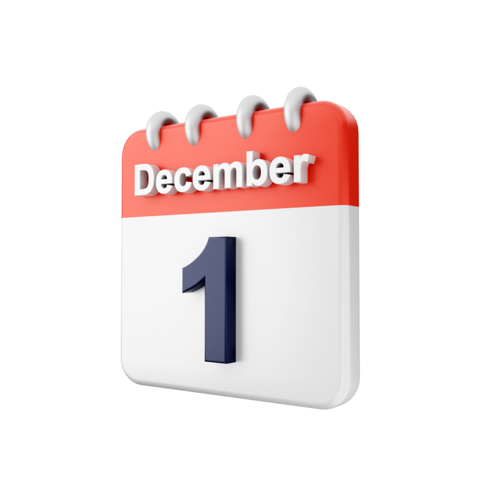 A calendar with the word december 1 on it png