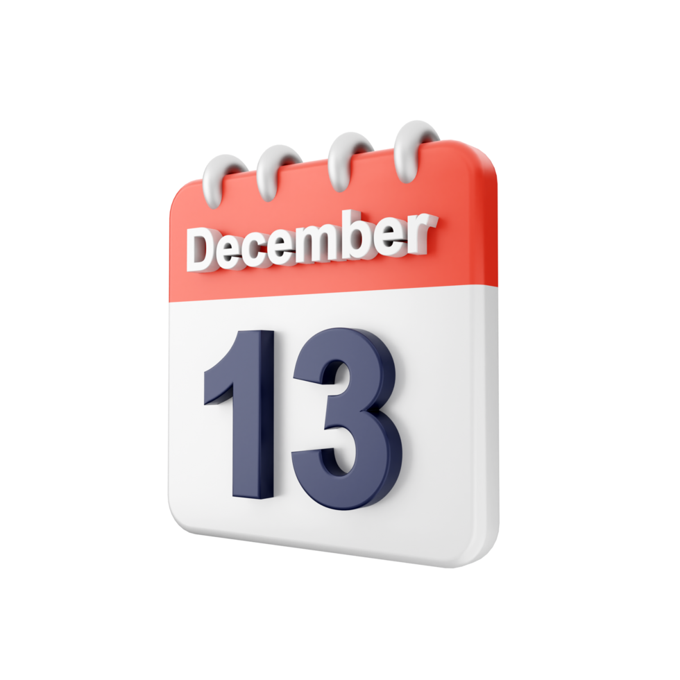 A calendar with the date december 13th png