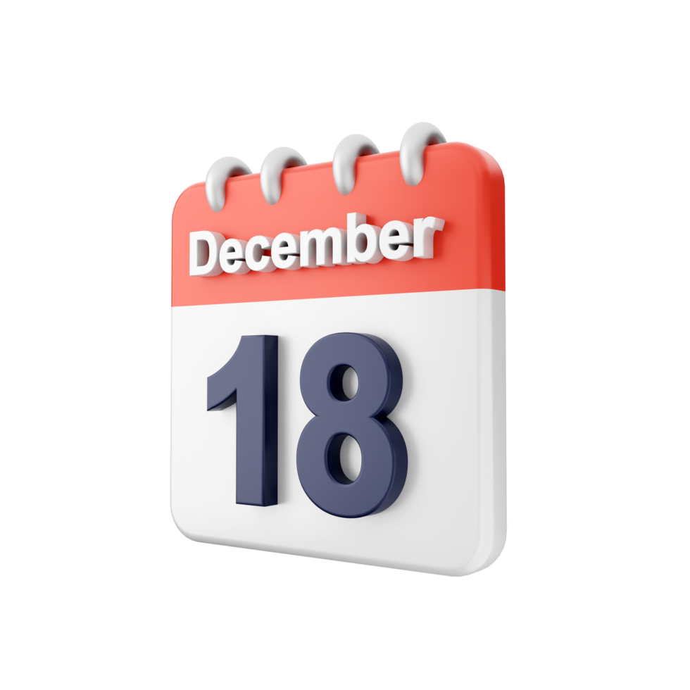 A calendar with the date december 18th png
