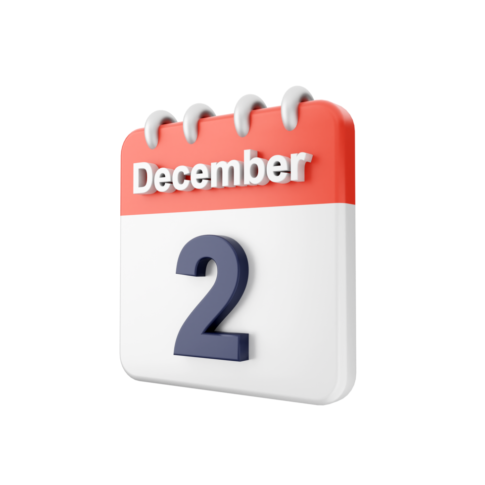 A calendar with the date december 2nd png