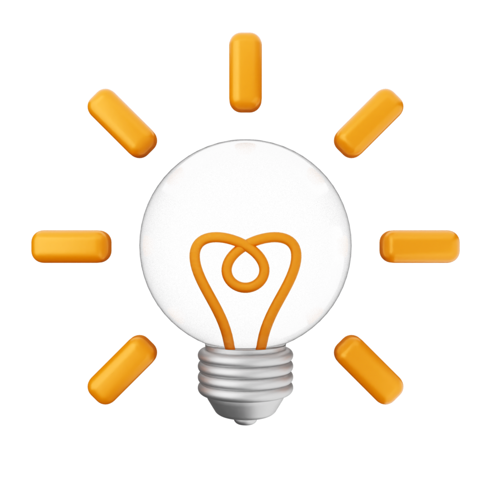 A light bulb with a heart inside it png