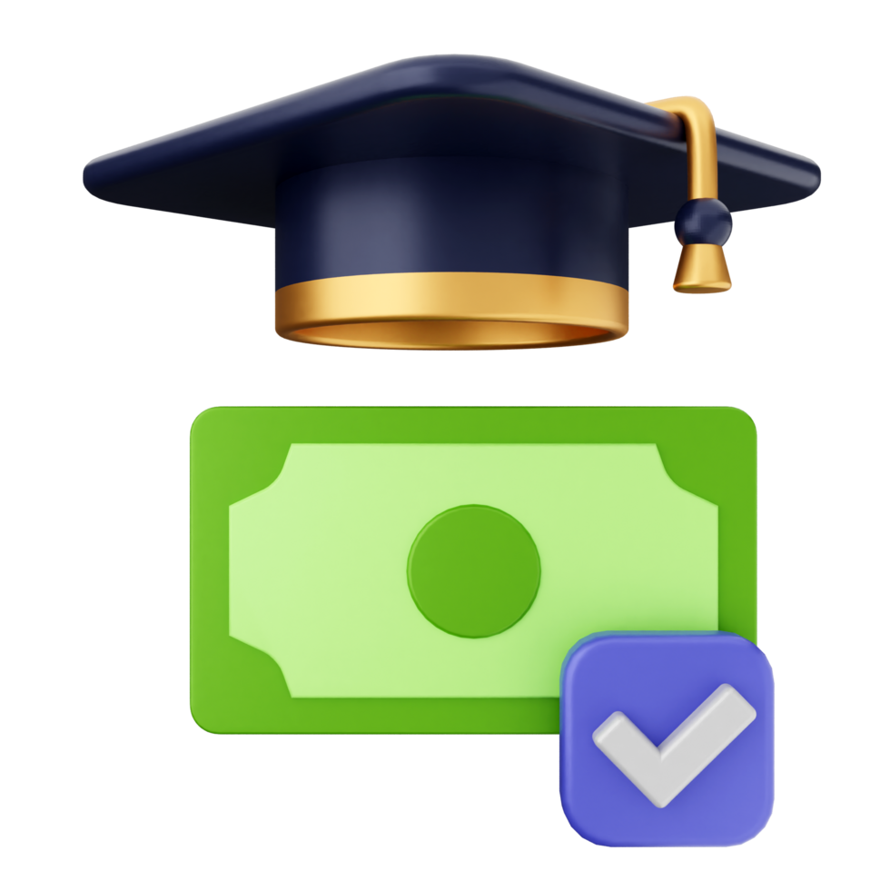 Money and graduation cap icon png