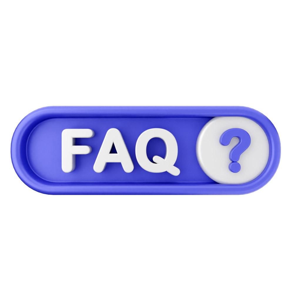 Blue button faq with question mark on black background png