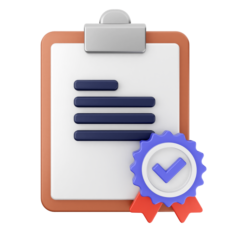 A clipboard with a blue check mark and a red ribbon png