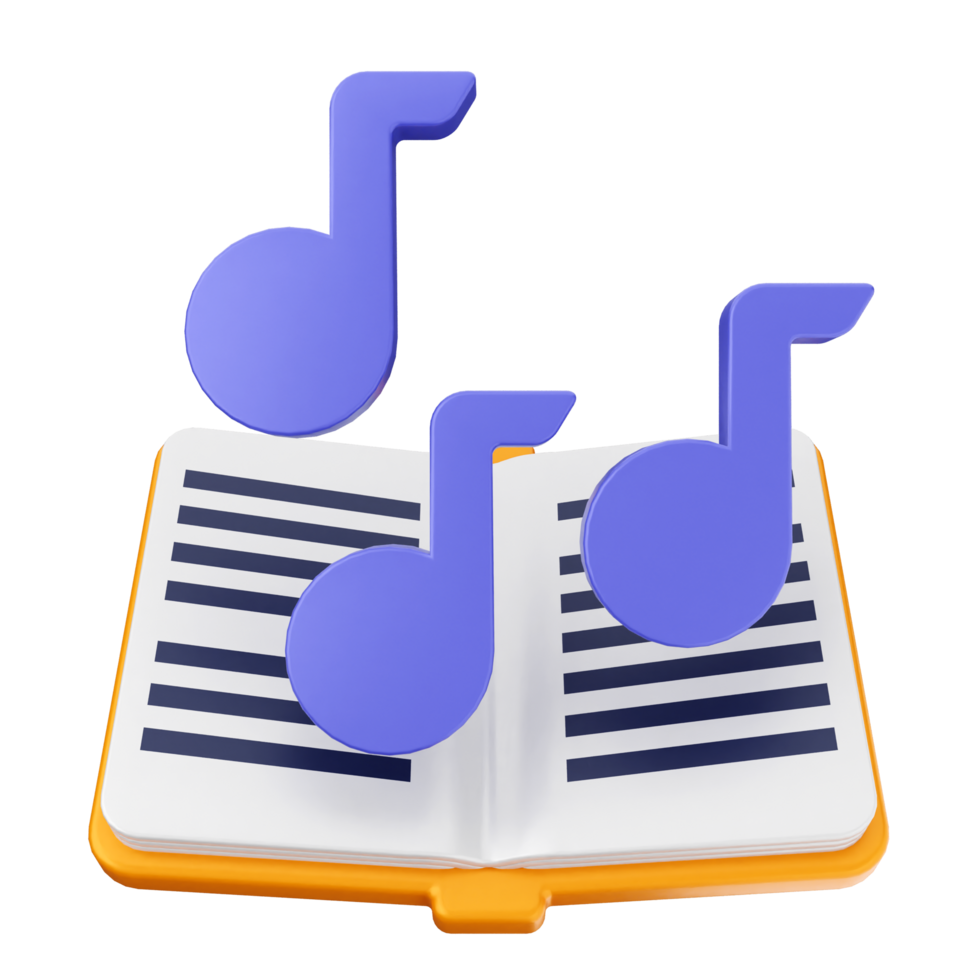 Music notes on an open book with music notes png
