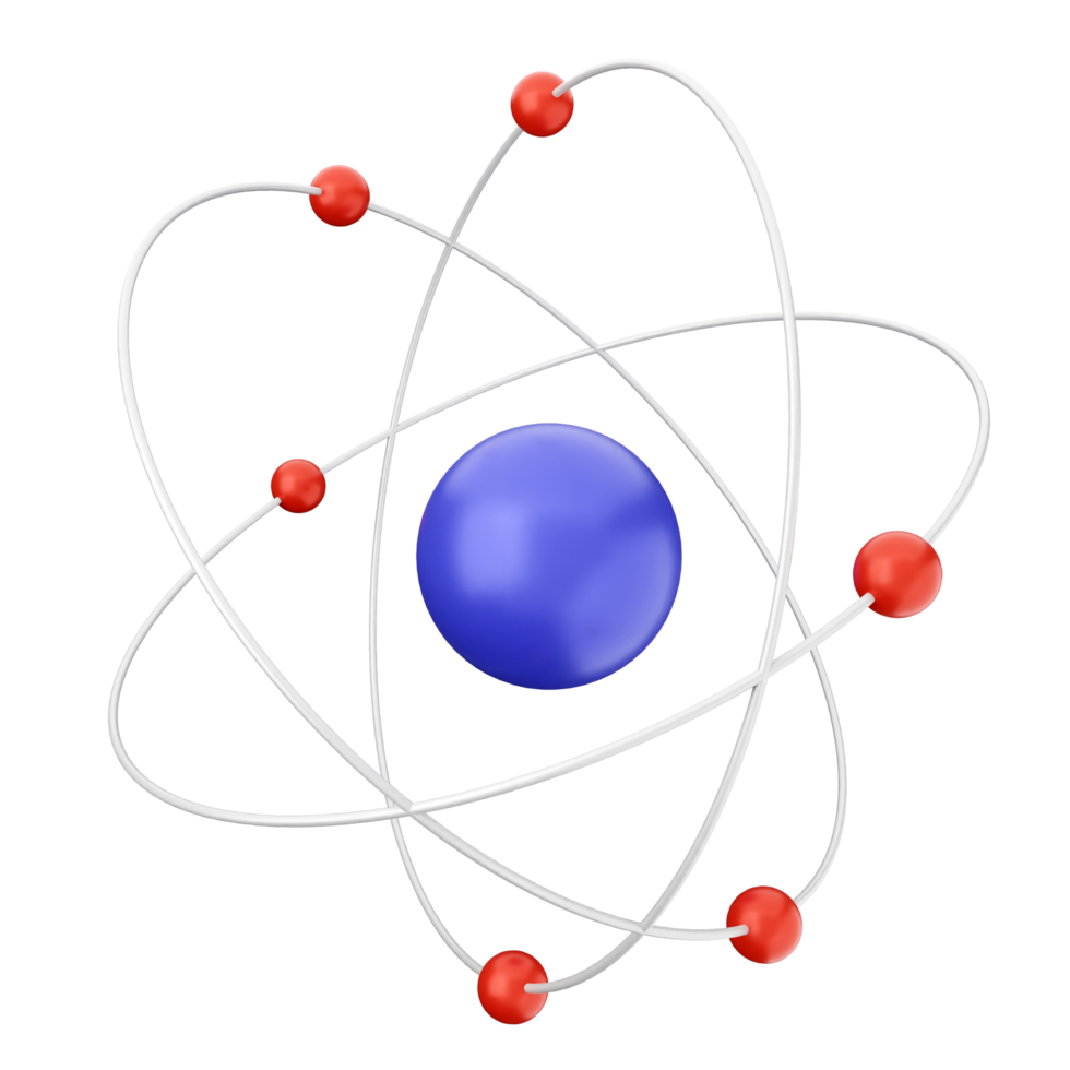 An atom with blue and red spheres png